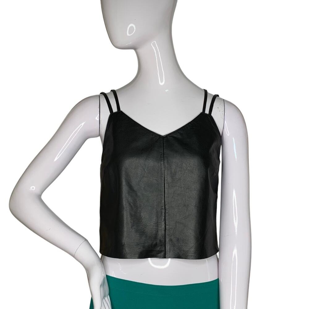 Walter Baker NWOT Leroy Crop Top 100% Lamb Leather Zipper on Back Size XS - Picture 3 of 11